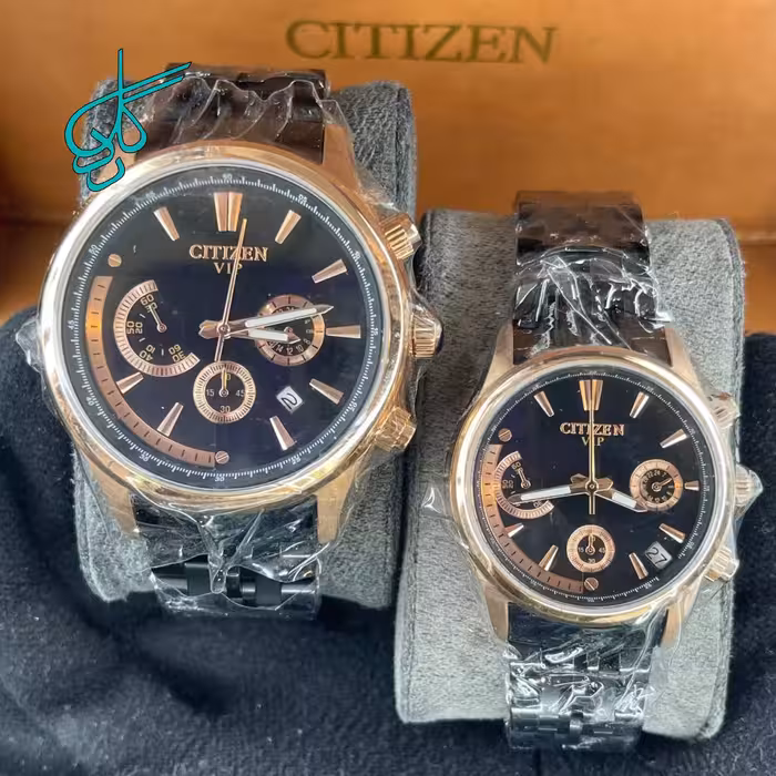 خرید ست ساعت زنانه و مردانه سیتیزن VIP کرنو سه موتوره فعال موتور ژاپن رنگ ثابت کیفیت عالی کد 2115811 - ردگل