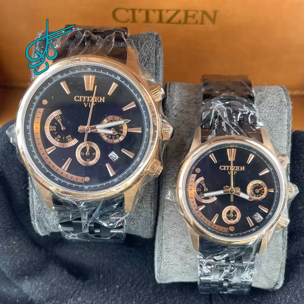 خرید ست ساعت زنانه و مردانه سیتیزن VIP کرنو سه موتوره فعال موتور ژاپن رنگ ثابت کیفیت عالی کد 2115811 - ردگل