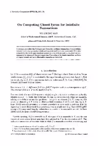 خرید و دانلود نسخه کامل کتاب Closed forms for symbolic summation. JSC 1993