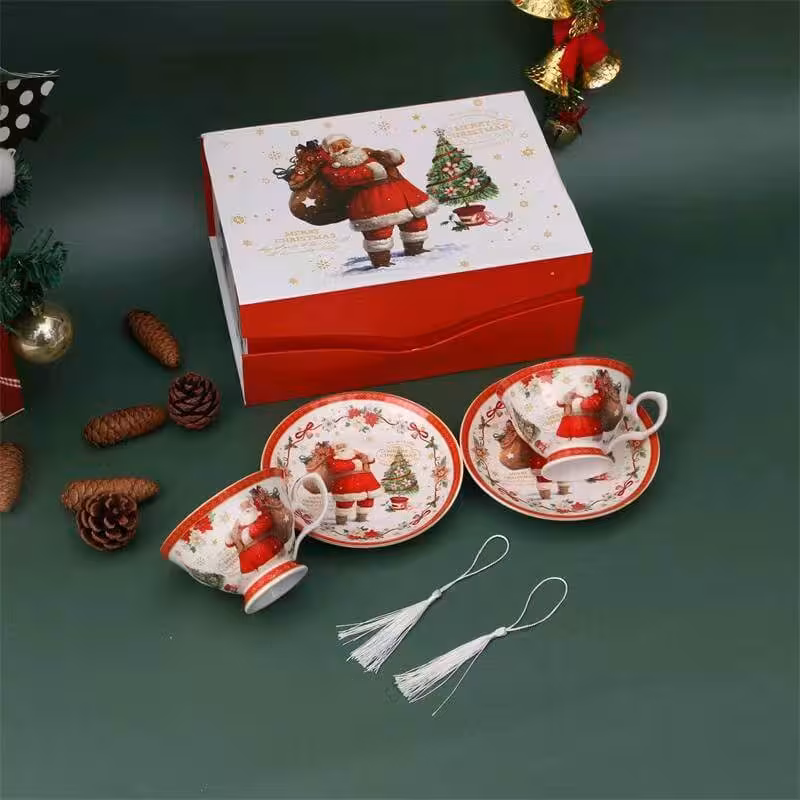 چای/ لته خوری 2 نفره برجسته بابانوئل کریسمس