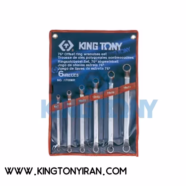 1706MR- کيف چرمي آچار دو سررينگ ميليمتر 6عددي( 17 – 6 ) کينگ توني