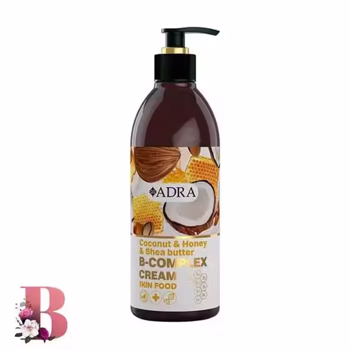 کرم مرطوب کننده ب کمپلکس آدرا حاوی روغن نارگیل، عسل و شی باتر 350 میلی لیتر | ADRA B COMPLEX HAND AND BODY CREAM WITH COCONUT AND HONEY 350ml