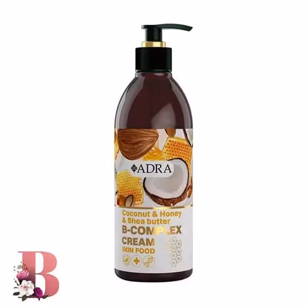 کرم مرطوب کننده ب کمپلکس آدرا حاوی روغن نارگیل، عسل و شی باتر 350 میلی لیتر | ADRA B COMPLEX HAND AND BODY CREAM WITH COCONUT AND HONEY 350ml