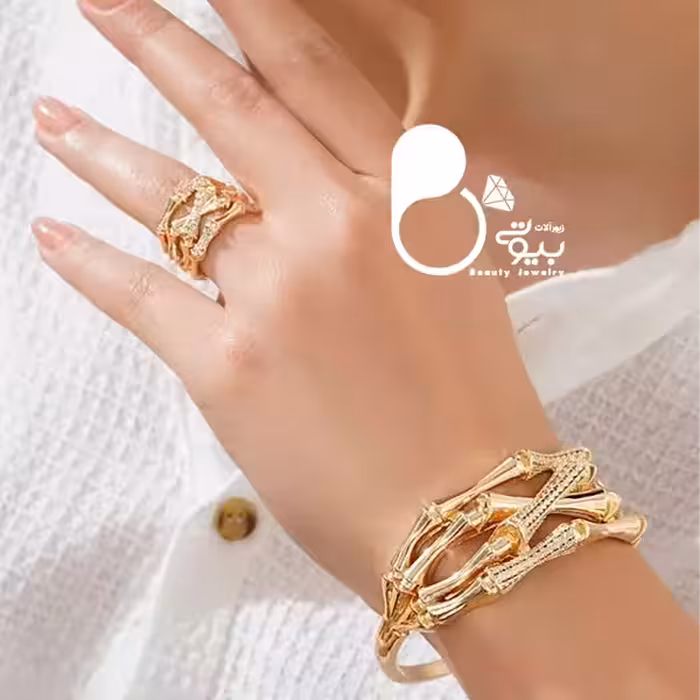 ست دستبند و انگشتر ریتون استخوانی