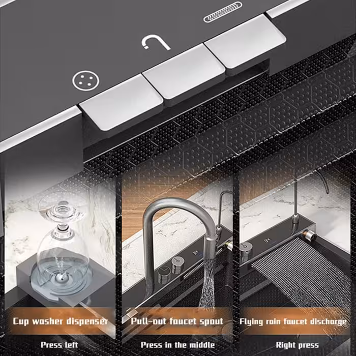 سینک ظرفشویی استیل توکار مدل پیانویی 3كليد