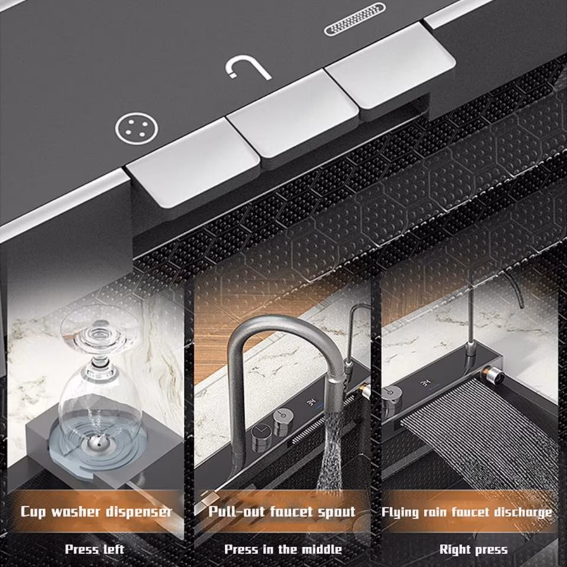 سینک ظرفشویی استیل توکار مدل پیانویی 3كليد