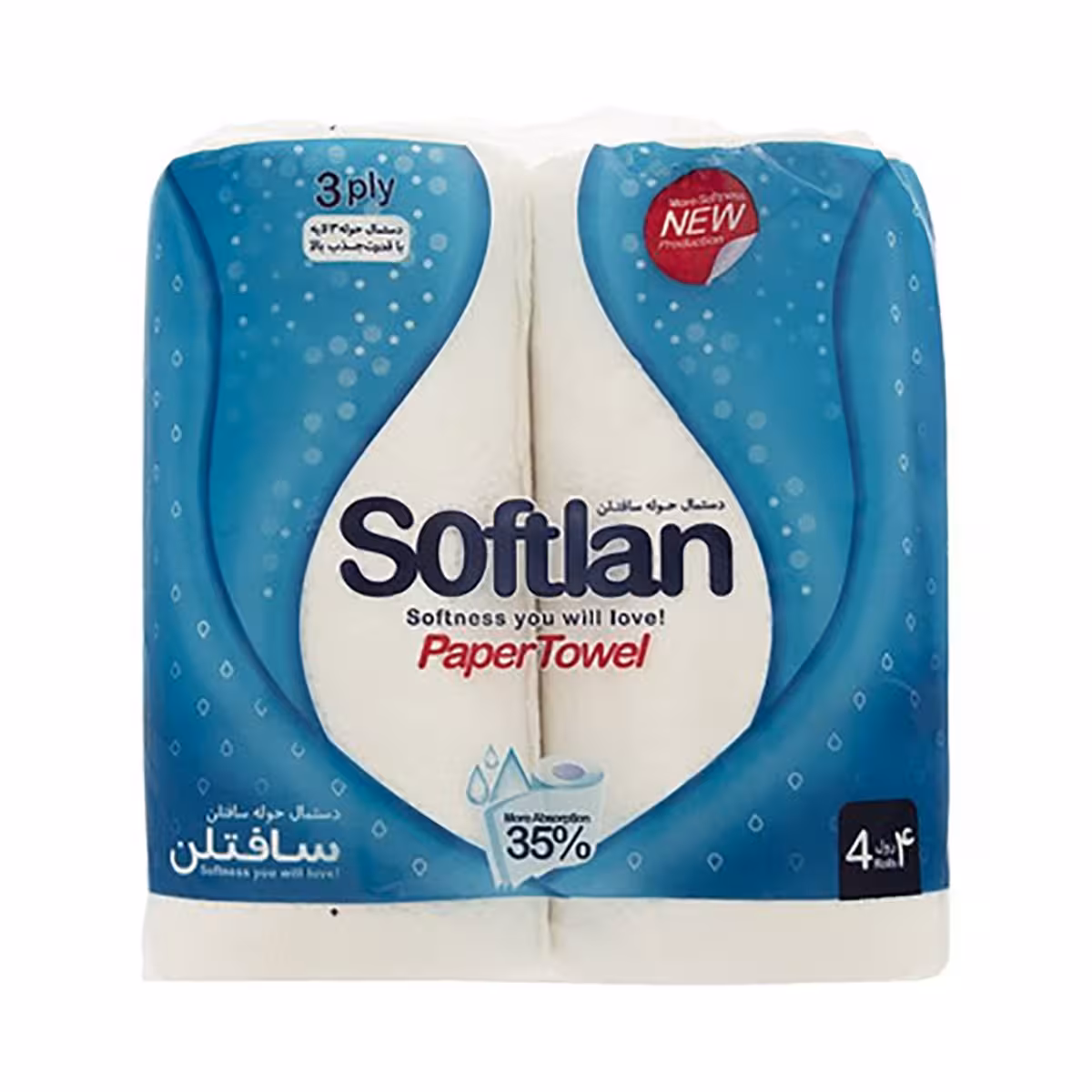 دستمال کاغذی حوله ای سافتلن مدل 4 لایه بسته 4 عددی