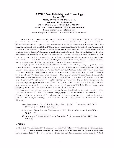 خرید و دانلود نسخه کامل کتاب Relativity and Cosmology (U.Colorado lecture notes, web draft 2001)