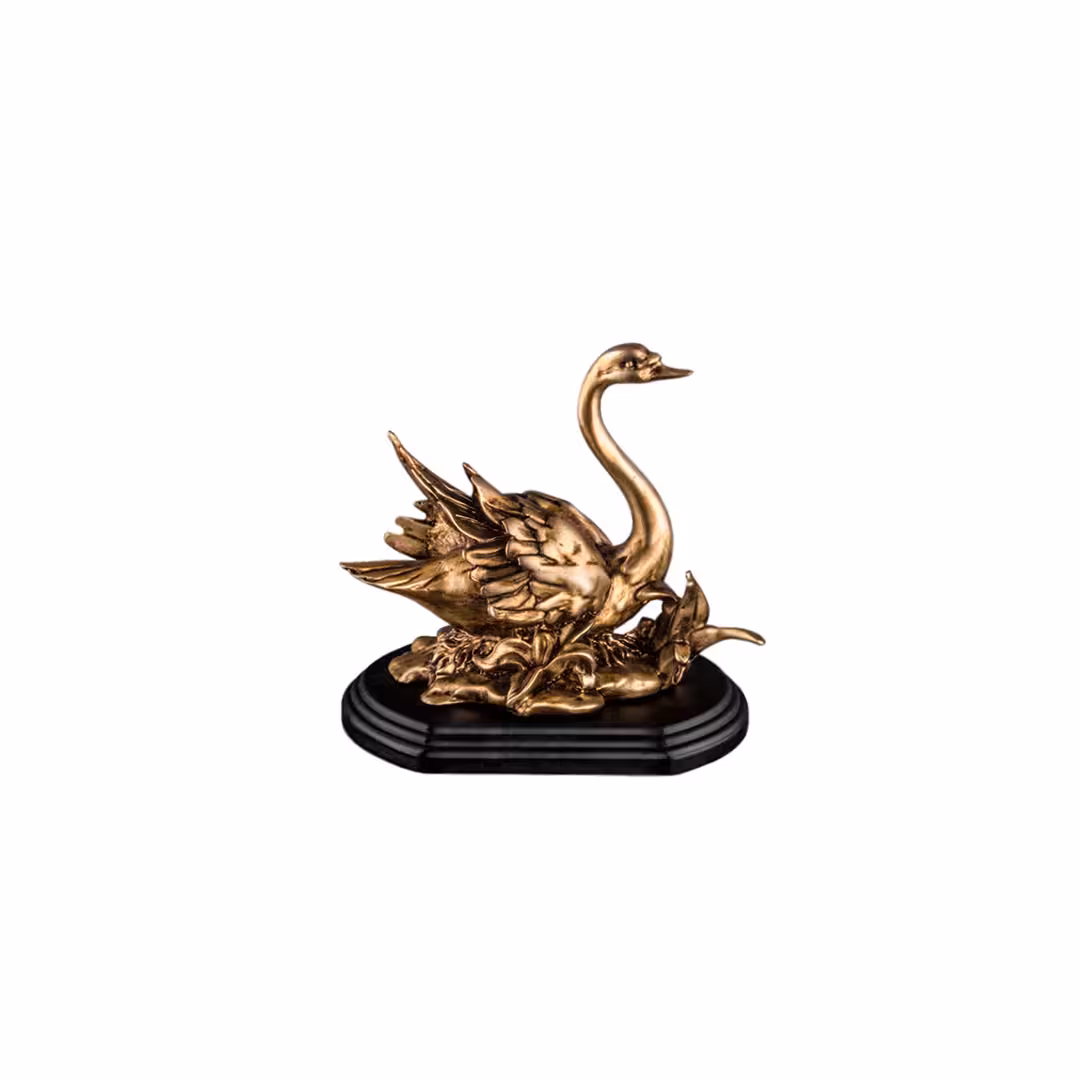 مجسمه دکوري قو برنز مدل 4720 گلدکیش | خانه سام