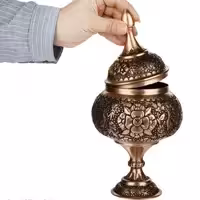 شکلات خوری قلمزنی مسی مدل پایه دار طرح گل و مرغ