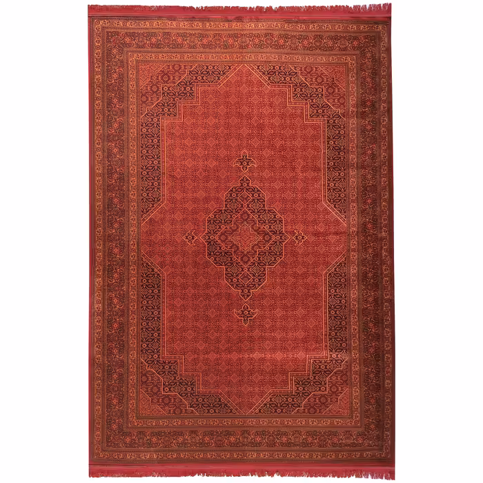 فرش ماشینی زمرد مشهد مدل کهنه نما زمینه لاکی