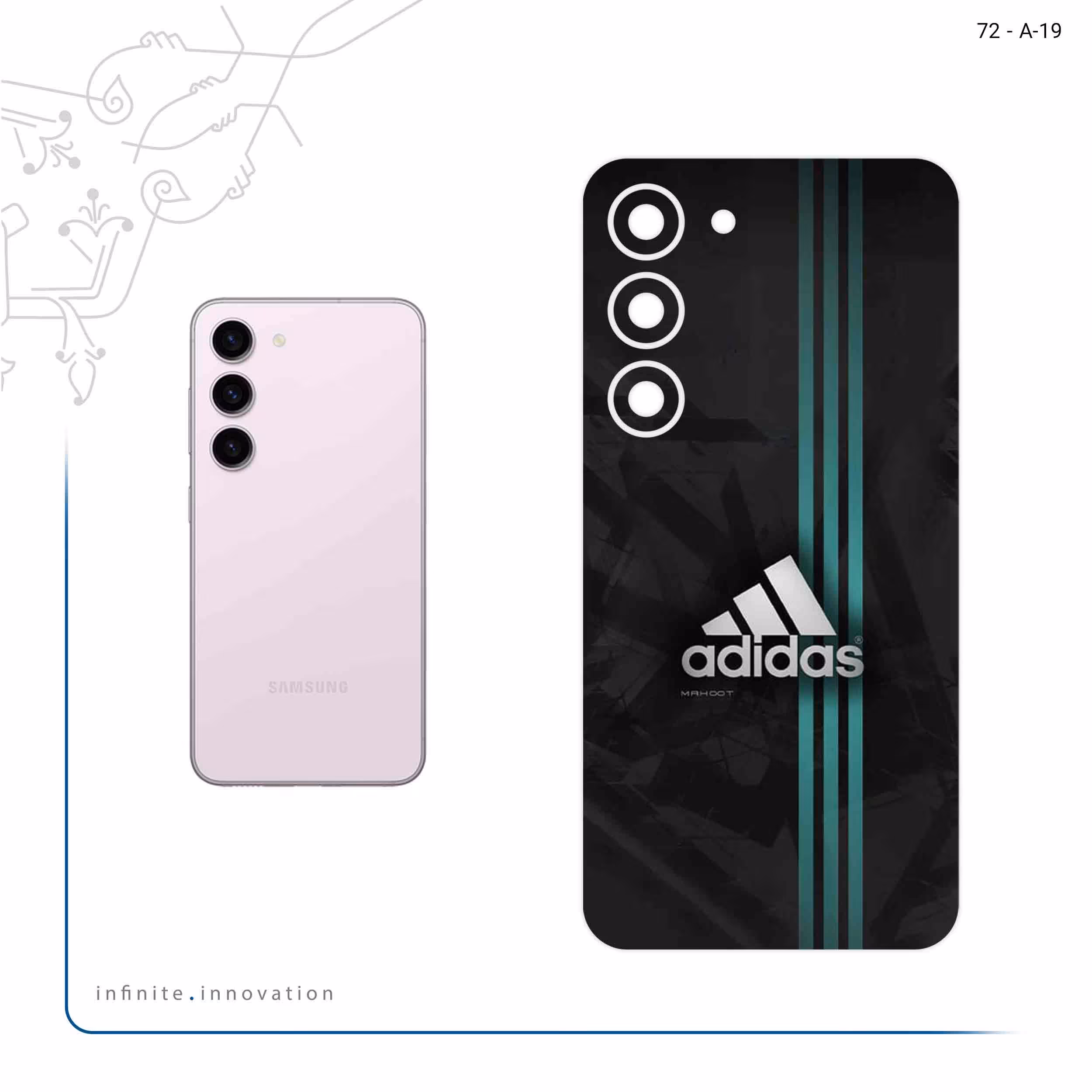 برچسب پوششی ماهوت مدل adidas_Logo مناسب برای گوشی موبایل سامسونگ Galaxy S23
