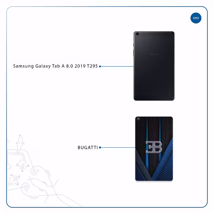 برچسب پوششی ماهوت مدل BUGATTI مناسب برای تبلت سامسونگ Galaxy Tab A 8.0 2019 T295