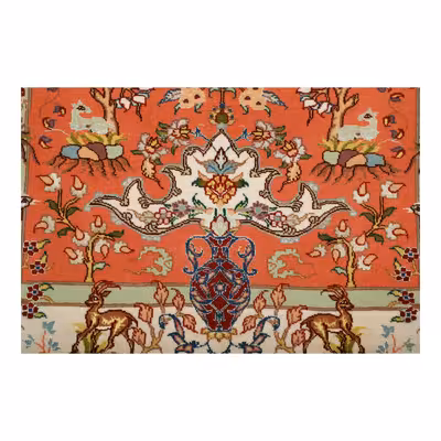 فرش دستبافت یک متری مدل گل ابریشم تبریز کد a537791