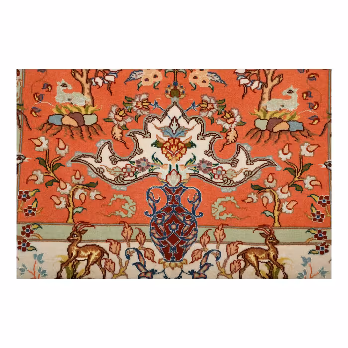 فرش دستبافت یک متری مدل گل ابریشم تبریز کد a537791