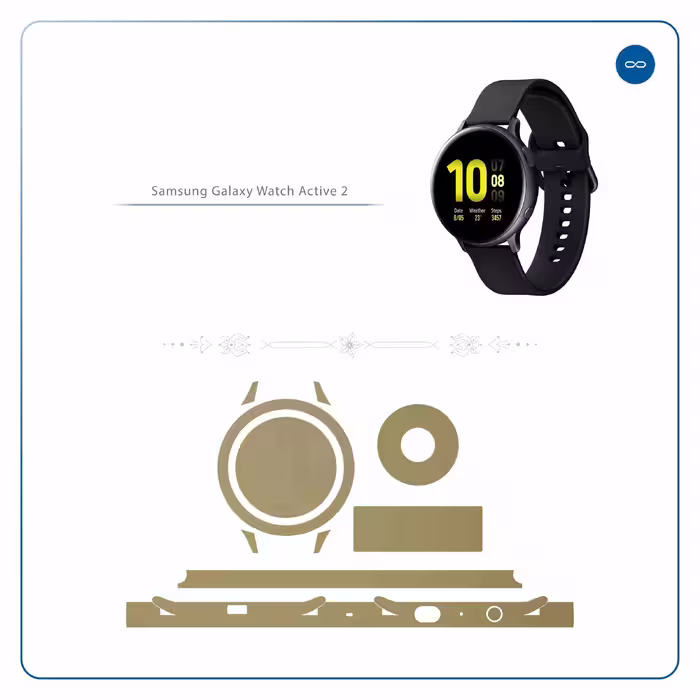 برچسب ماهوت طرح Matte-Gold مناسب برای ساعت هوشمند سامسونگ Galaxy Watch Active 2 44mm