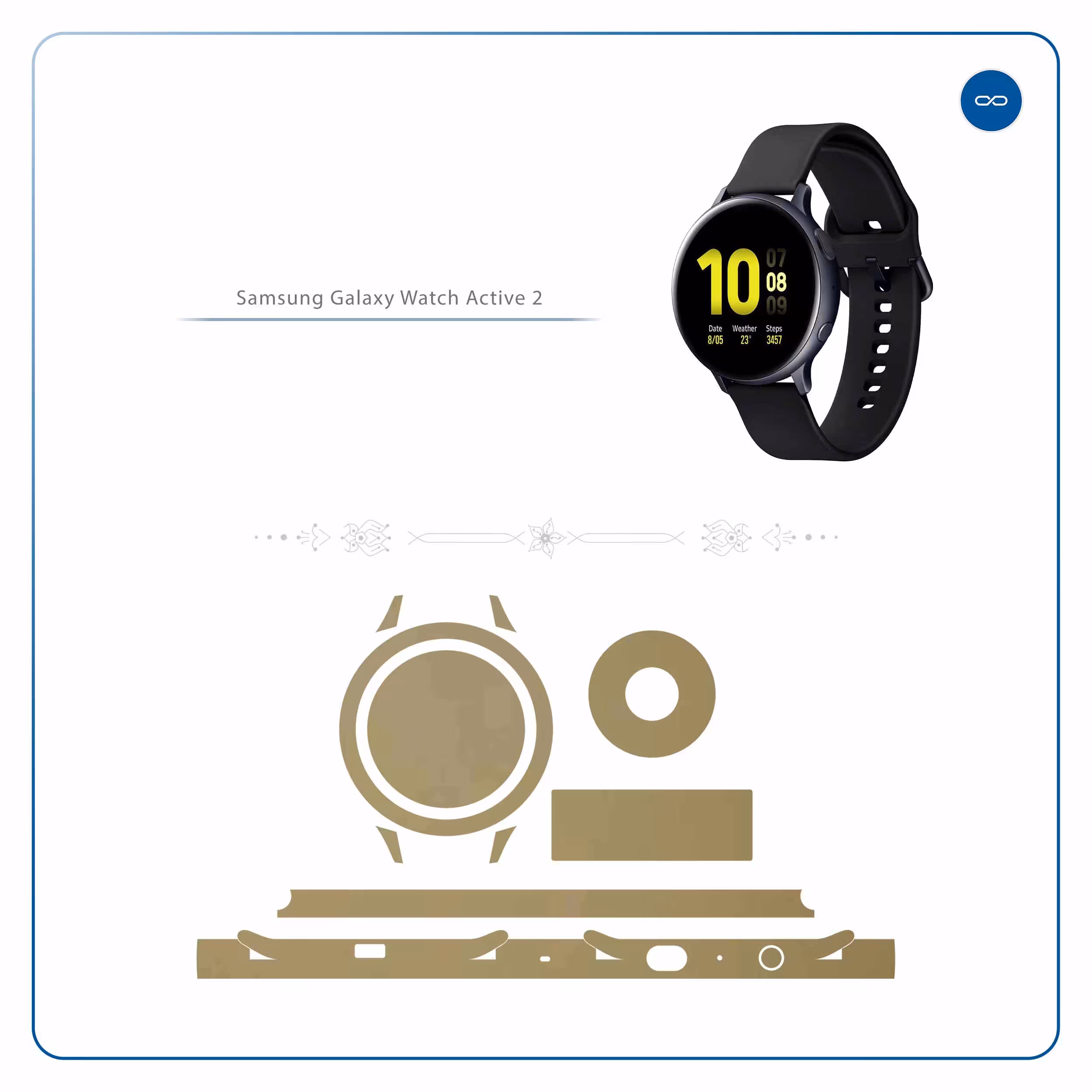 برچسب ماهوت طرح Matte-Gold مناسب برای ساعت هوشمند سامسونگ Galaxy Watch Active 2 44mm