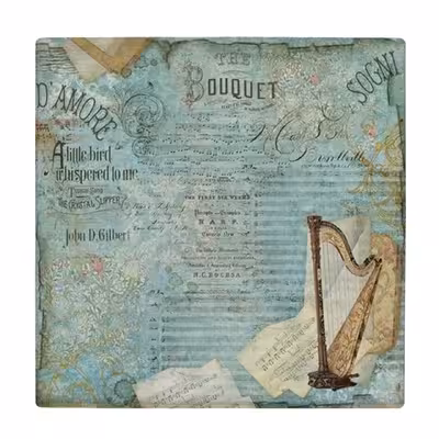 زیر لیوانی طرح چنگ و نت های موسیقی کد    3276310_714