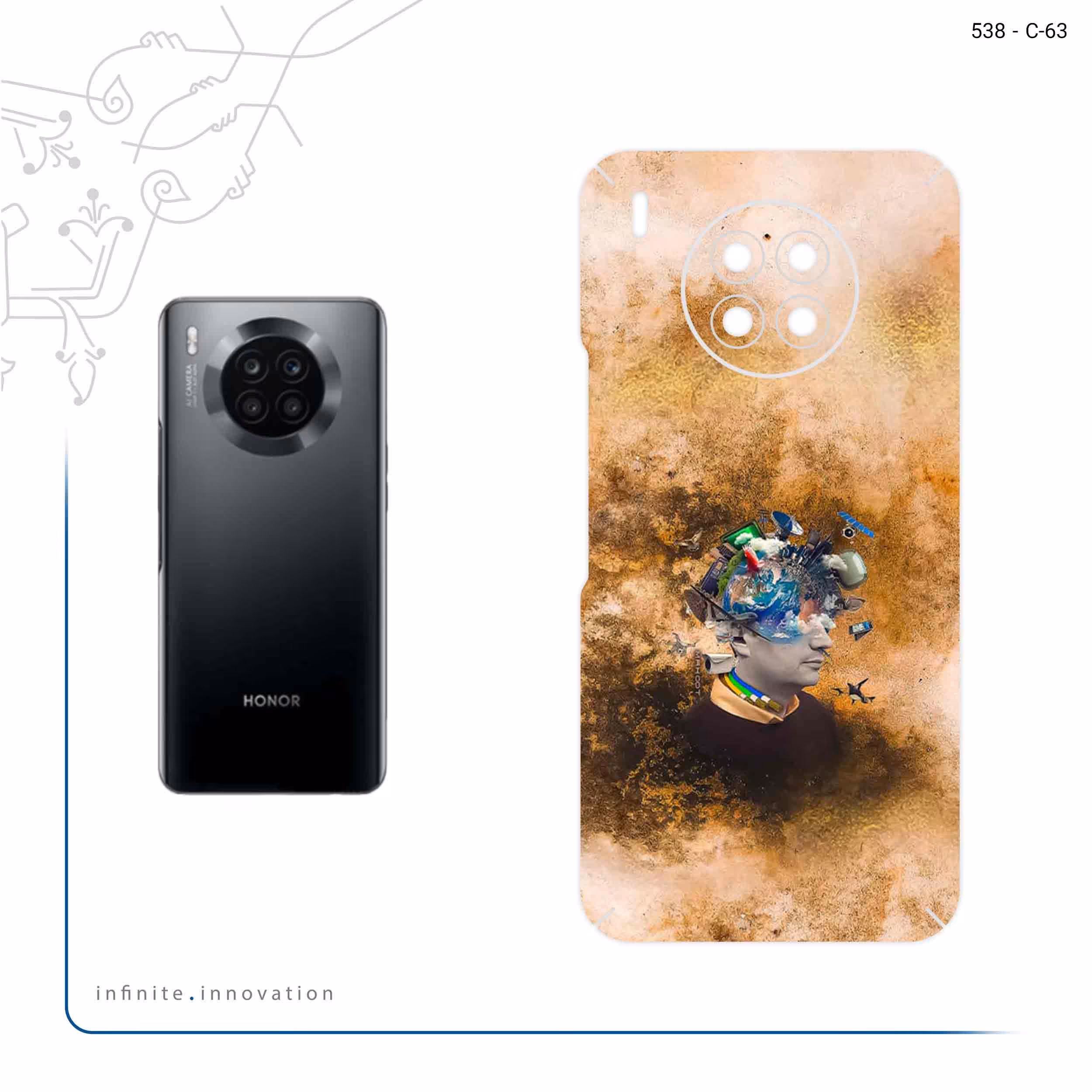 برچسب پوششی ماهوت مدل Collage of surreal Portrait of Men مناسب برای گوشی موبایل آنر 50 Lite