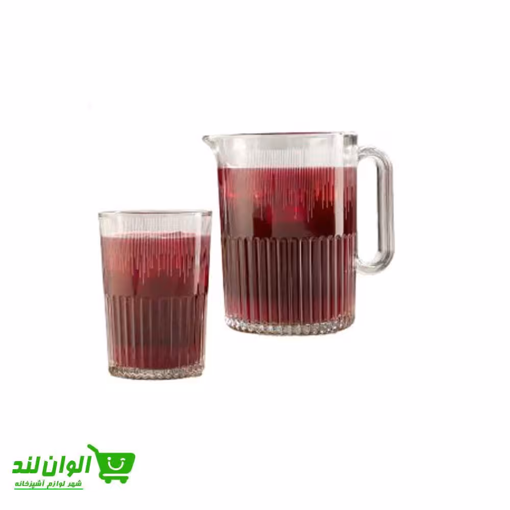 ست پارچ و لیوان شیشه ای لیمون مدل چاپدار شیار دار کد 22806