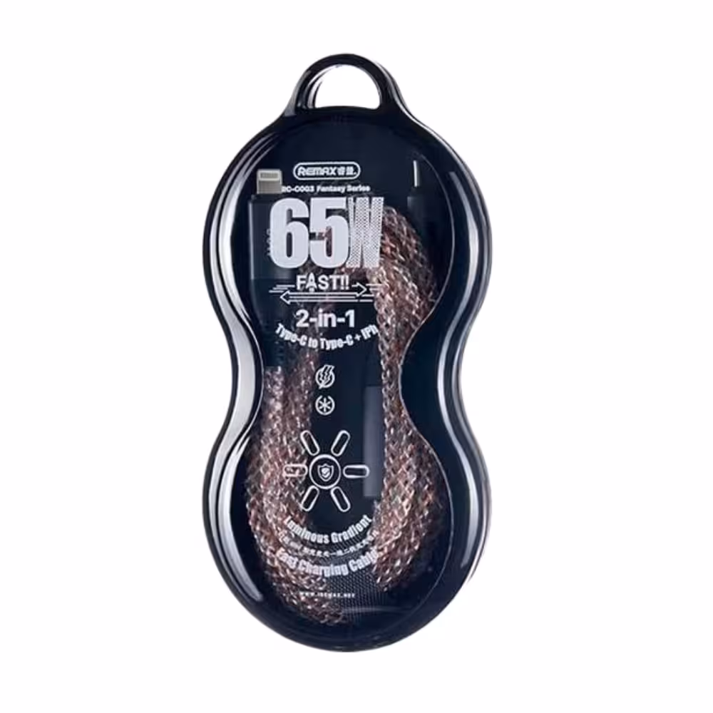 کابل 2 در 1 تایپ سی به لایتنینگ برند ریمکس Cable 2 in 1 Type C to Lightning Brand Remax