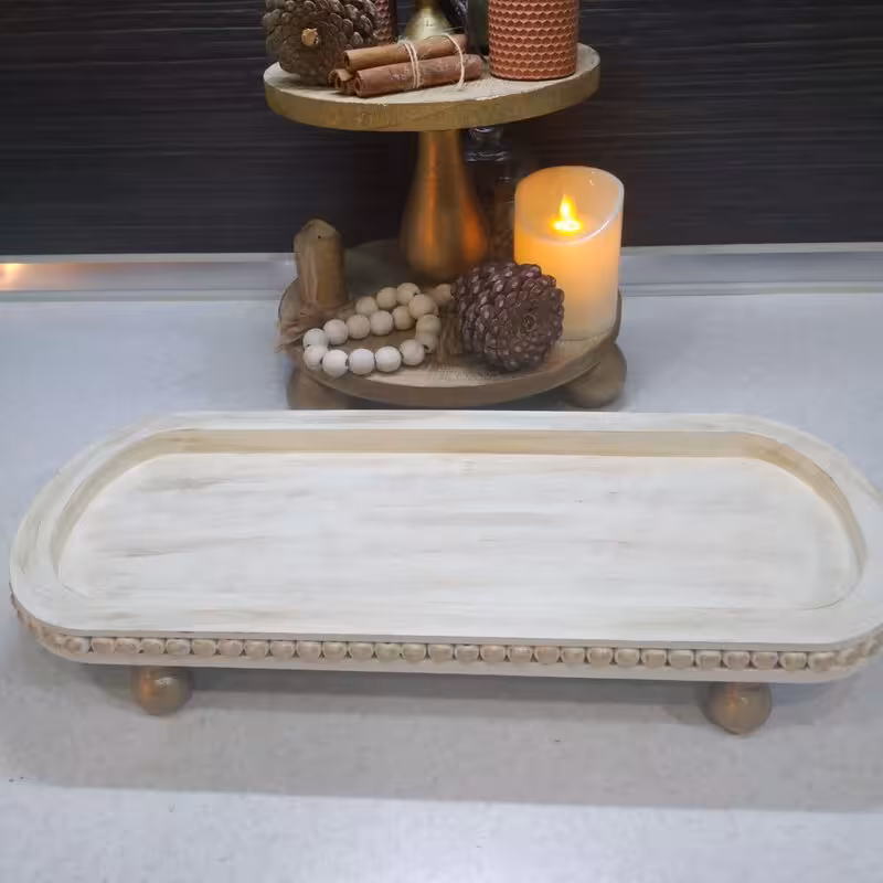 سینی چوبی مهره دار بیضی رایزر بیضی متوسط