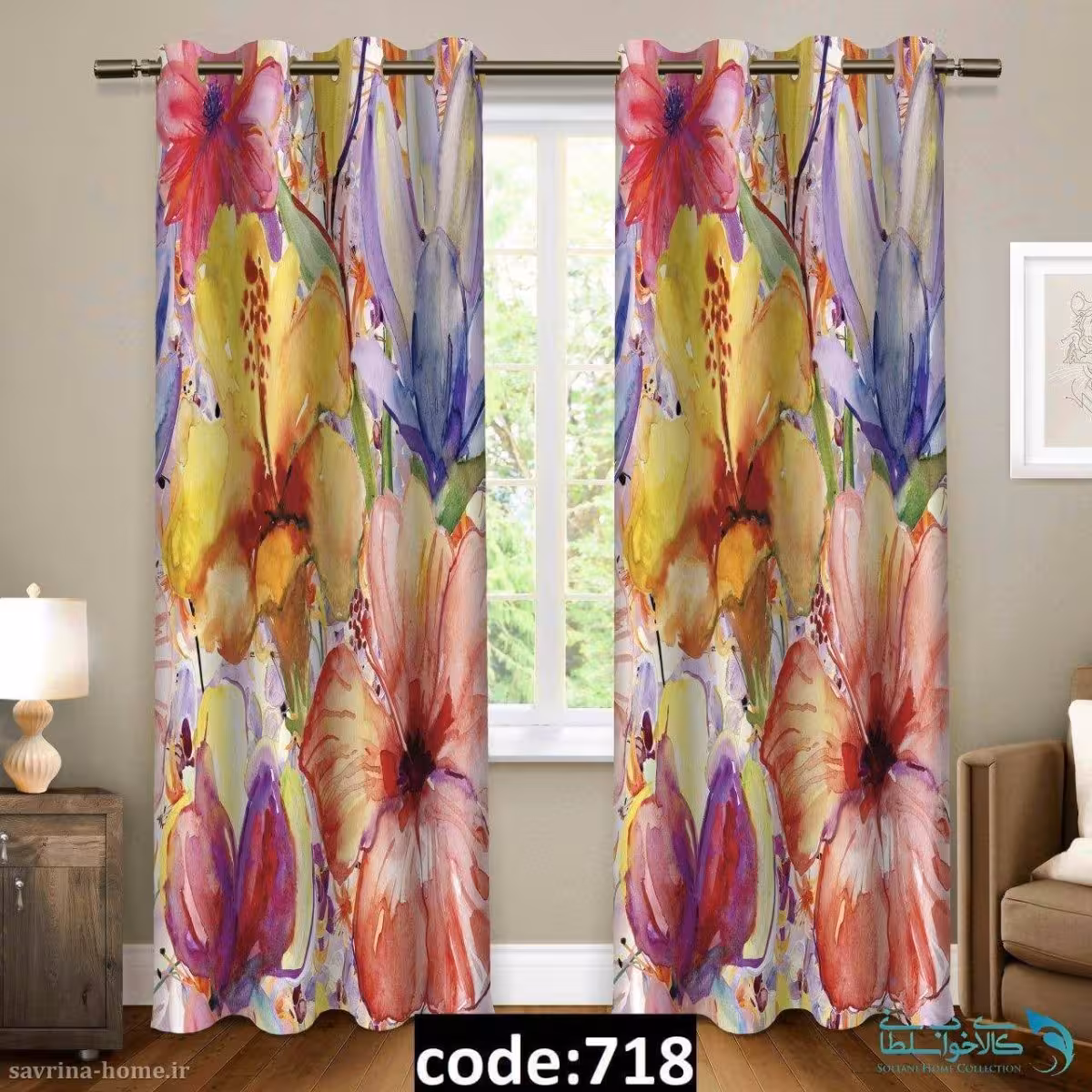 پرده پانچی سری گل مدل Sh-718