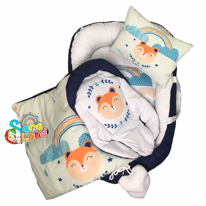 سرویس خواب لبه دار 4 تکه نوزاد دلی طرح روباه