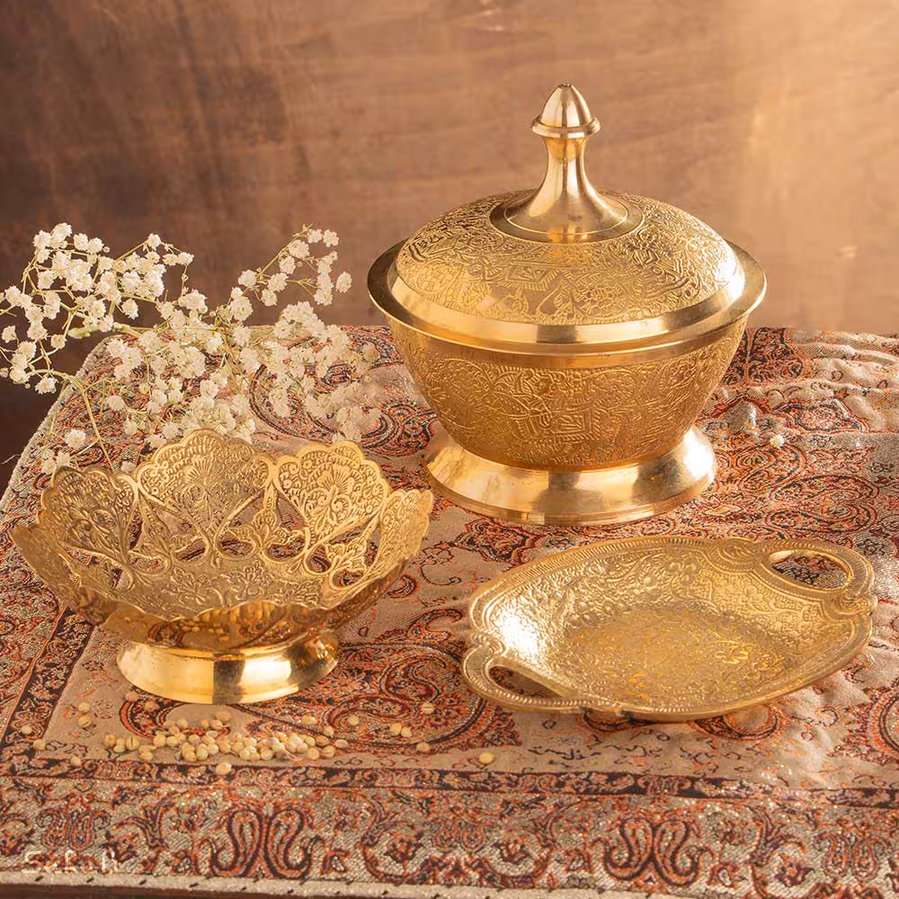 ست دکوراسیون برنجی طلایی کد 304