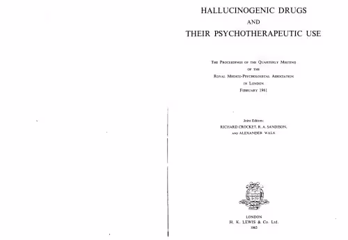 خرید و دانلود نسخه کامل کتاب Hallucinogenic Drugs And Their Psychotherapeutic Use