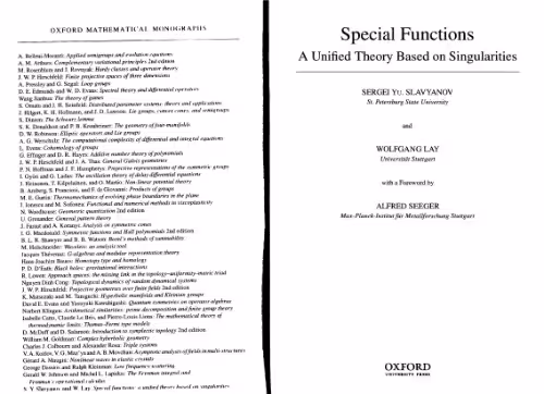 خرید و دانلود نسخه کامل کتاب Special functions: a unified theory based on singularities