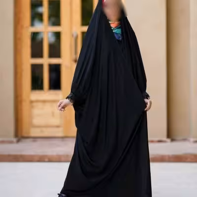 چادر جده پاپیونی تور دار کرپ حریر الاسود