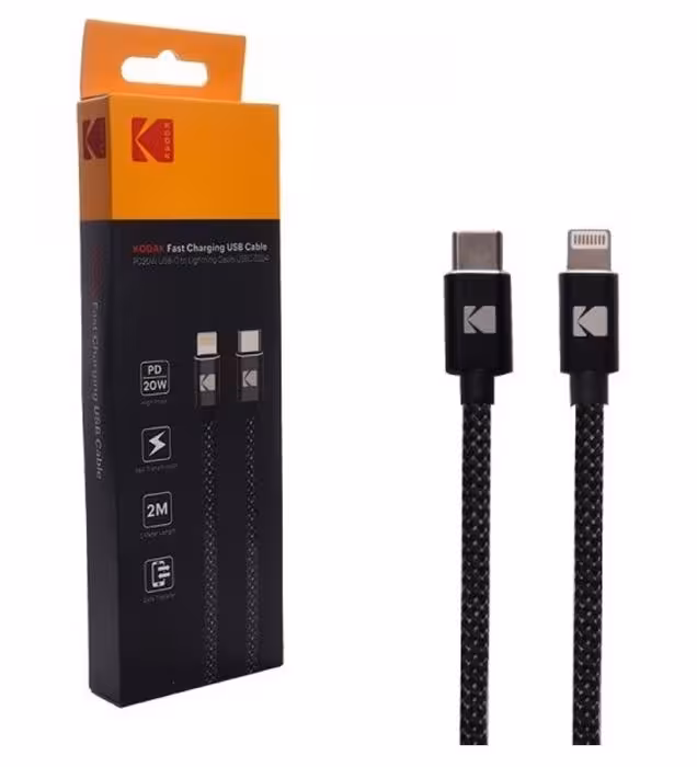 خرید کابل شارژ 20 وات Lightning به USB-C کداک مدل USBC-5924 طول 2 متر قیمت روز