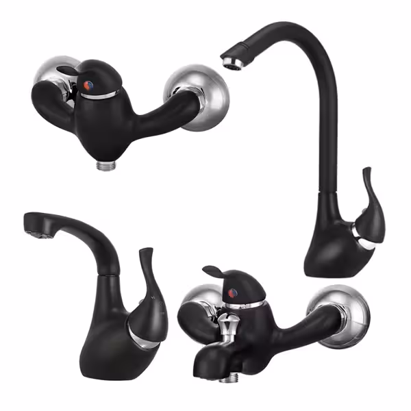 ست کامل شیرآلات کاویان مدل بیتا مشکی