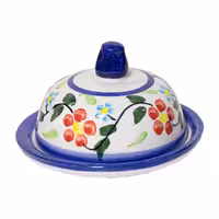 ظرف کره خوری سفالی مدل گل سرخی