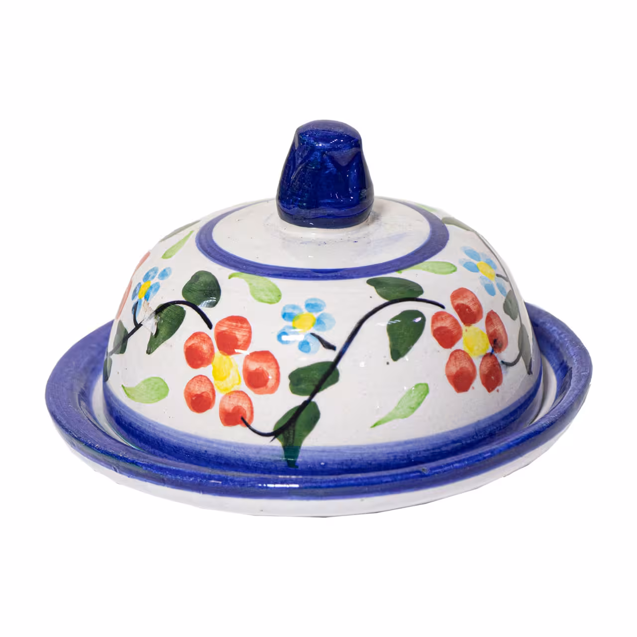 ظرف کره خوری سفالی مدل گل سرخی