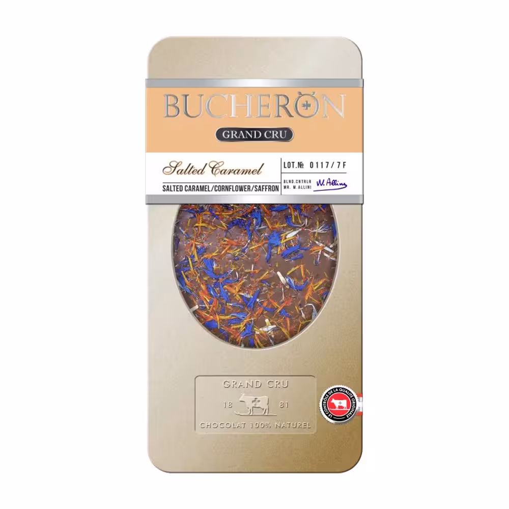 شکلات تخته ای شیری با کارامل نمکی و زعفران بوچرون 100 گرم