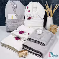 حوله ست دو نفره بلو طرح گلدوزی فیلی و شیری