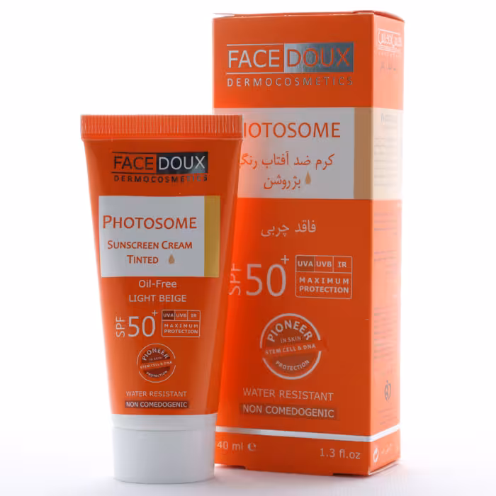 کرم ضد آفتاب SPF 50 رنگی فوتوزوم پوست چرب فیس دوکس - دارونت