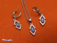 نیم ست نقره ای آبی N8107