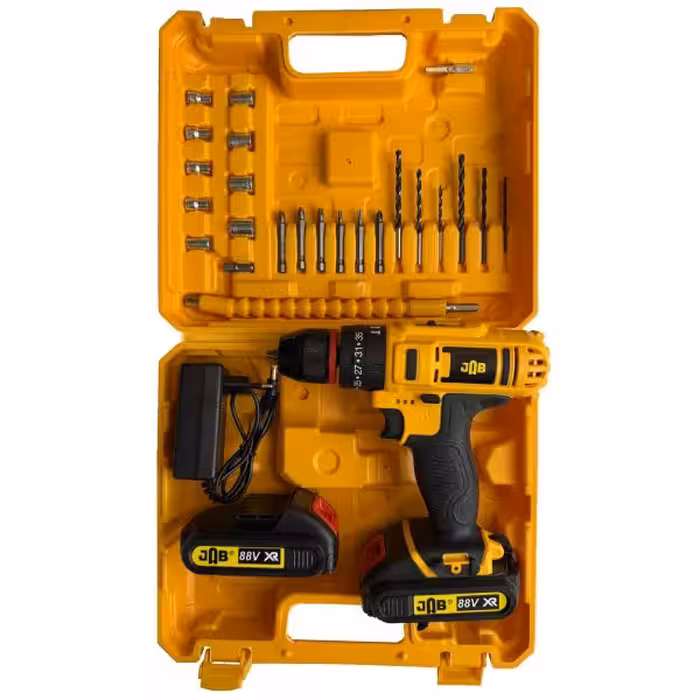 پیچ گوشتی شارژی 88 ولت سه نظام جاب مدل JB-88 POWER X مجموعه 40 عددی