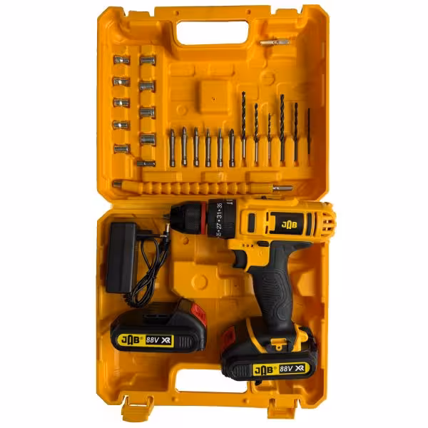 پیچ گوشتی شارژی 88 ولت سه نظام جاب مدل JB-88 POWER X مجموعه 40 عددی