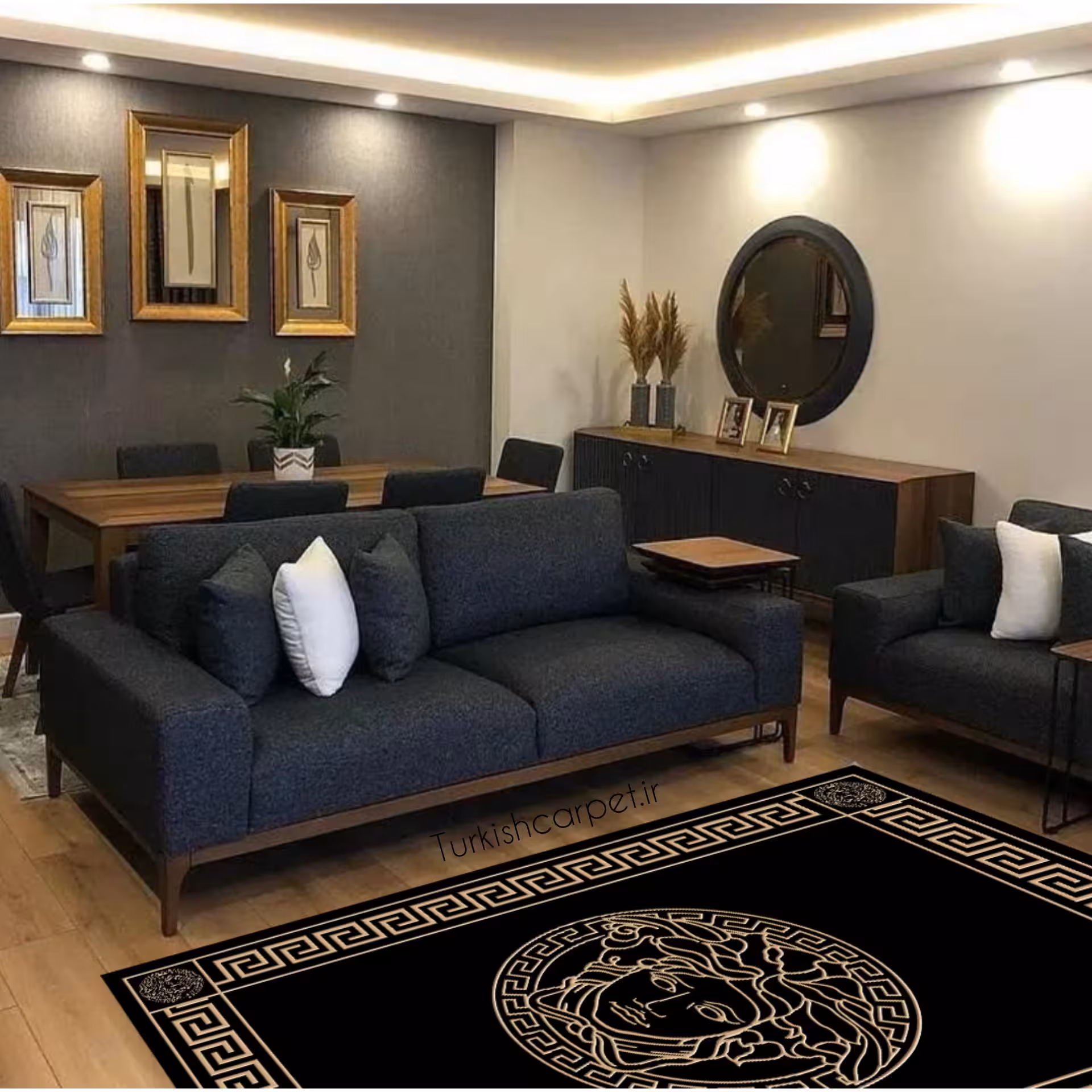 فرش تی وی روم ترکیش طرح ورساچ ضدلغزش