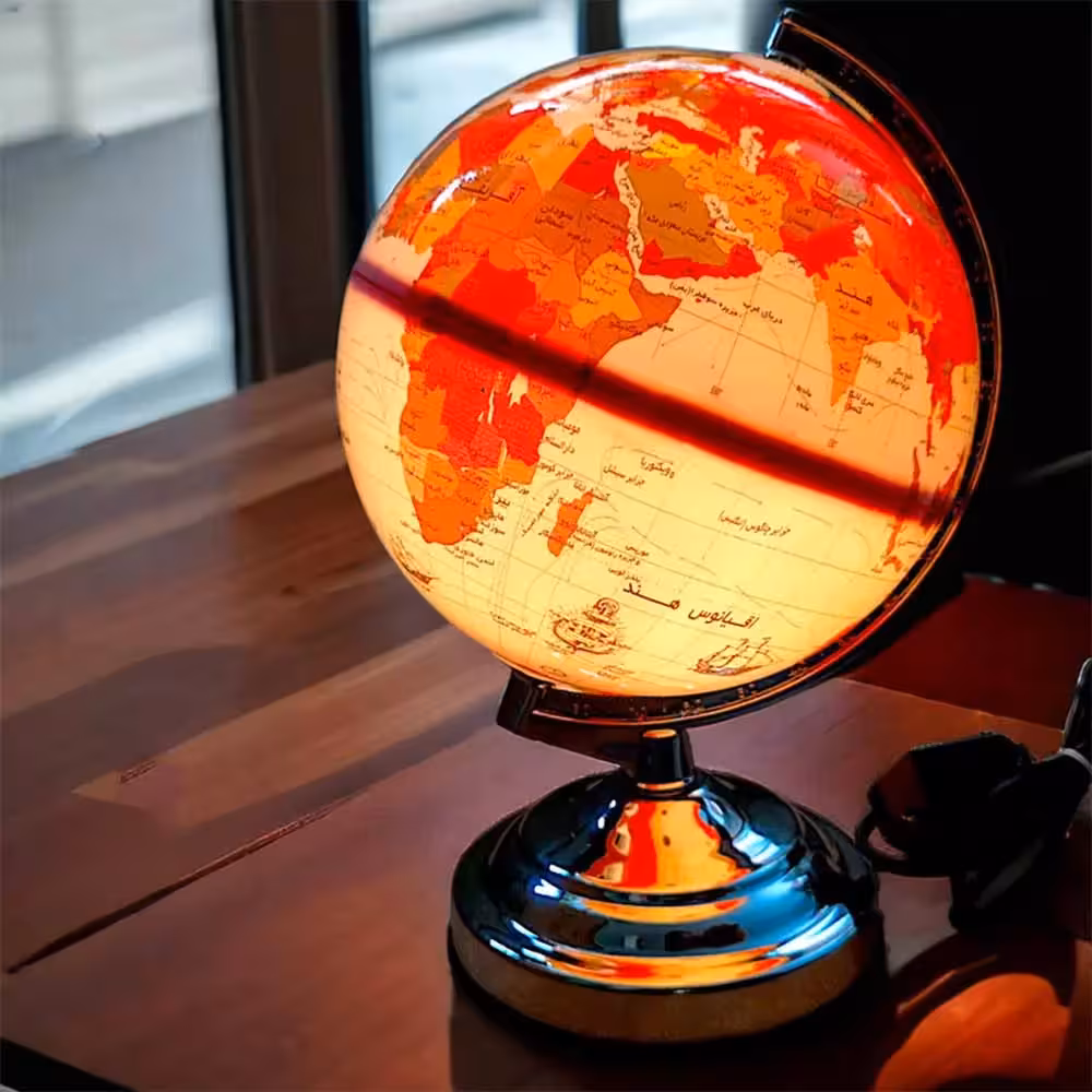 خرید کره جغرافیایی سایز 20 چراغ دار پایه فلزی ساده مدل ایده 107