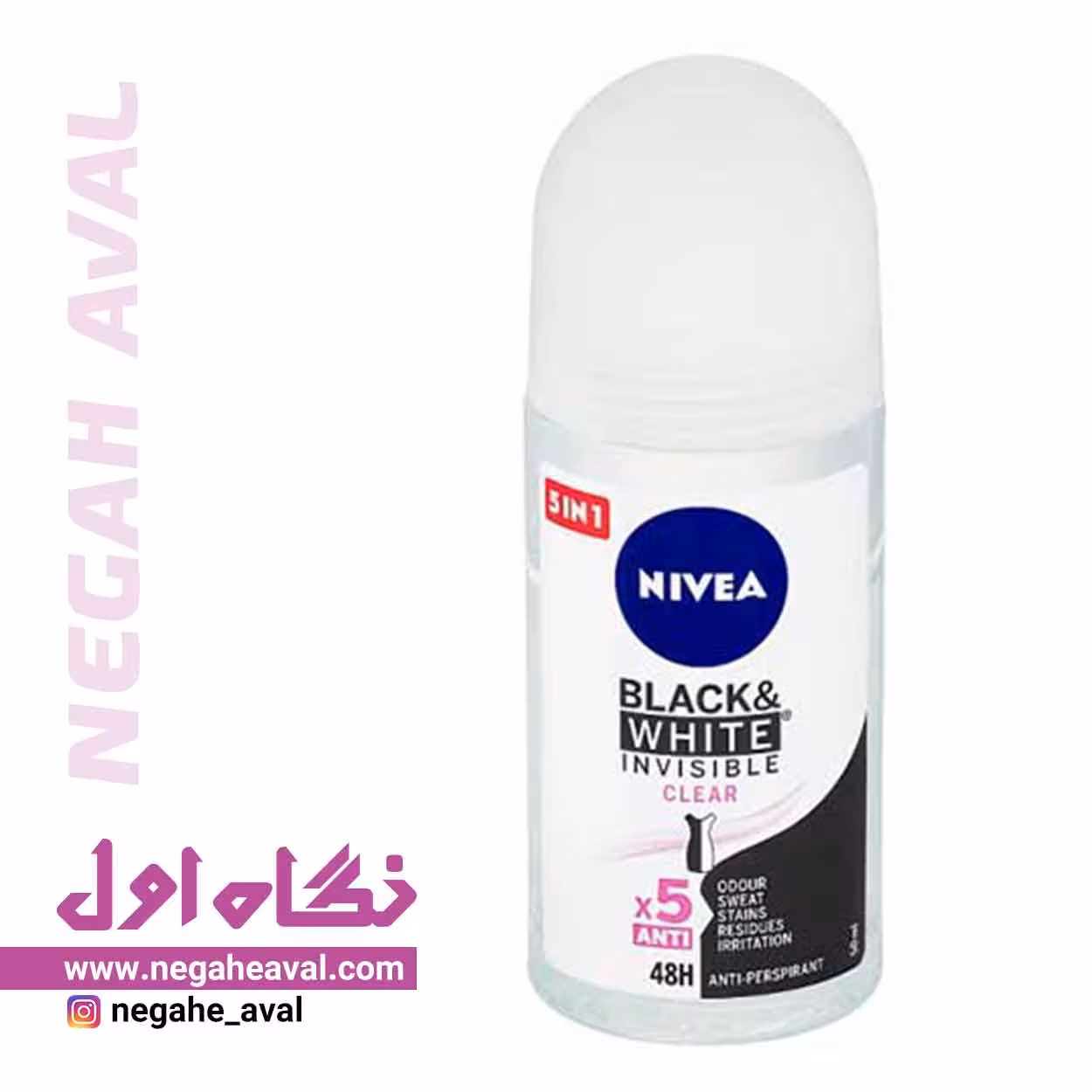 رول ضدتعریق زنانه Black & White Invisible Clear نیوآ