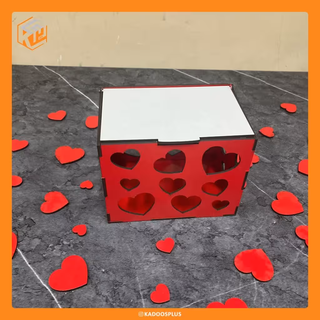 جعبه چوبی طرح قلب لیوان با قابلیت چاپ اختصاصی