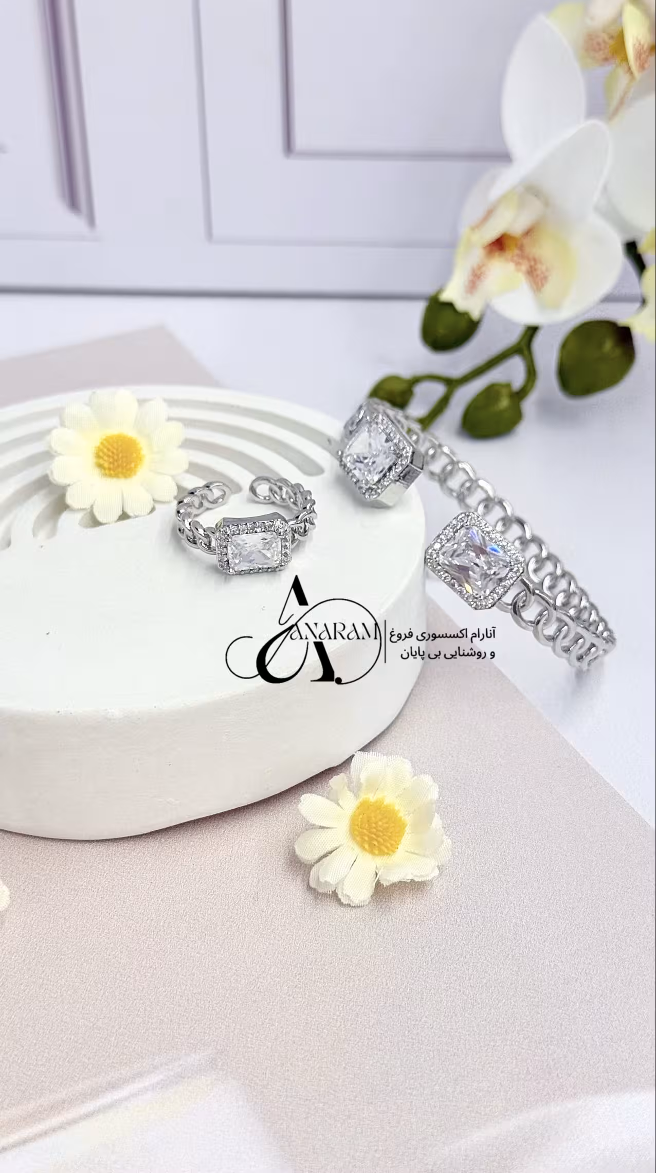 نیم ست جدید نگین کریستالی هدیه خاص و جذاب