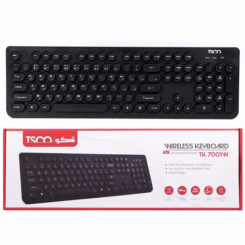 کیبورد بی سیم تسکو مدل TSCO - 7001W