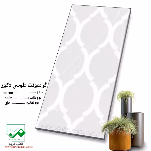 سرامیک گریمونت طوسی دکور 60*30 کاشی مریم