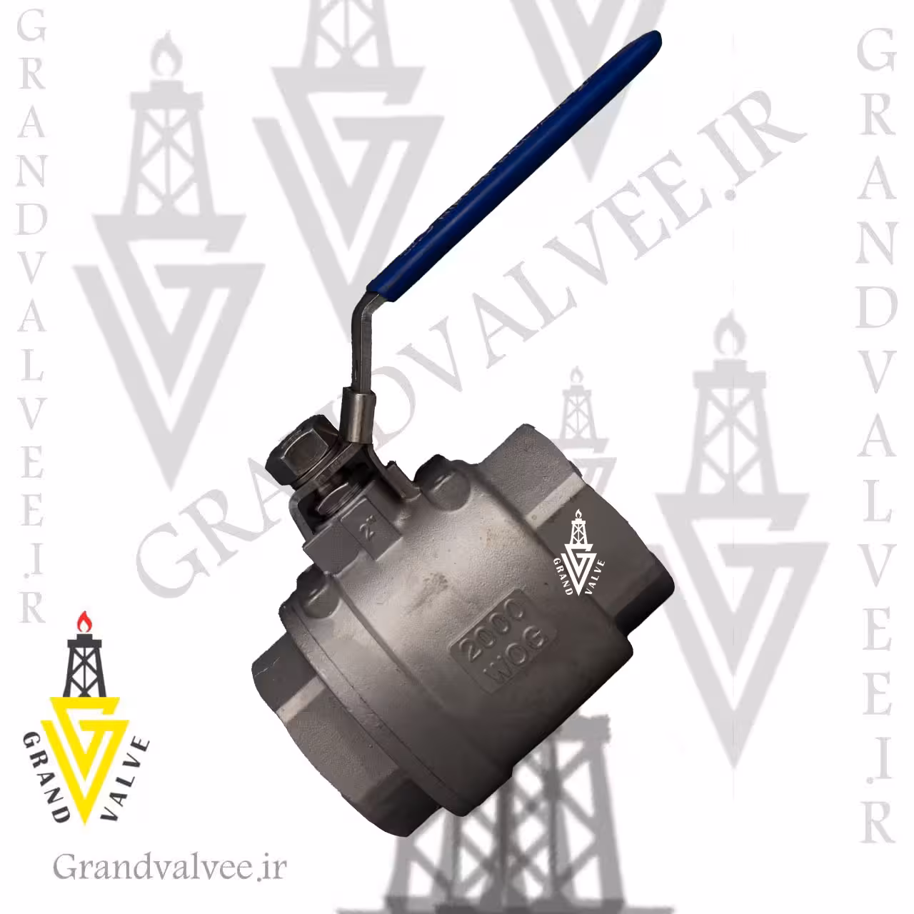 شیر گازی &quot;2 اینچ 2000 وگ دو تیکه استنلس استیل رزوه ای